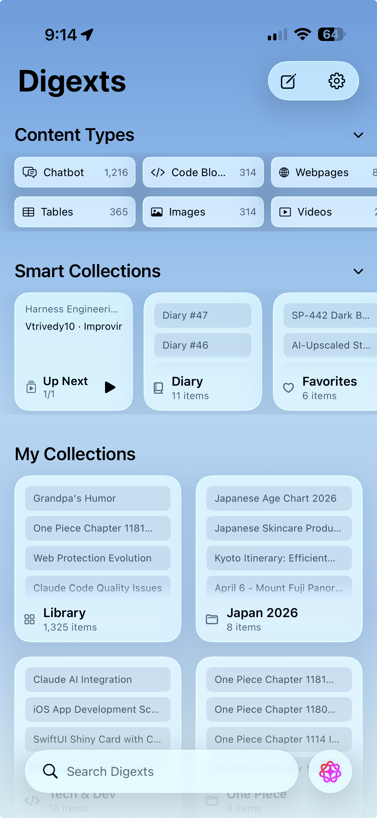 Home screen - light mode